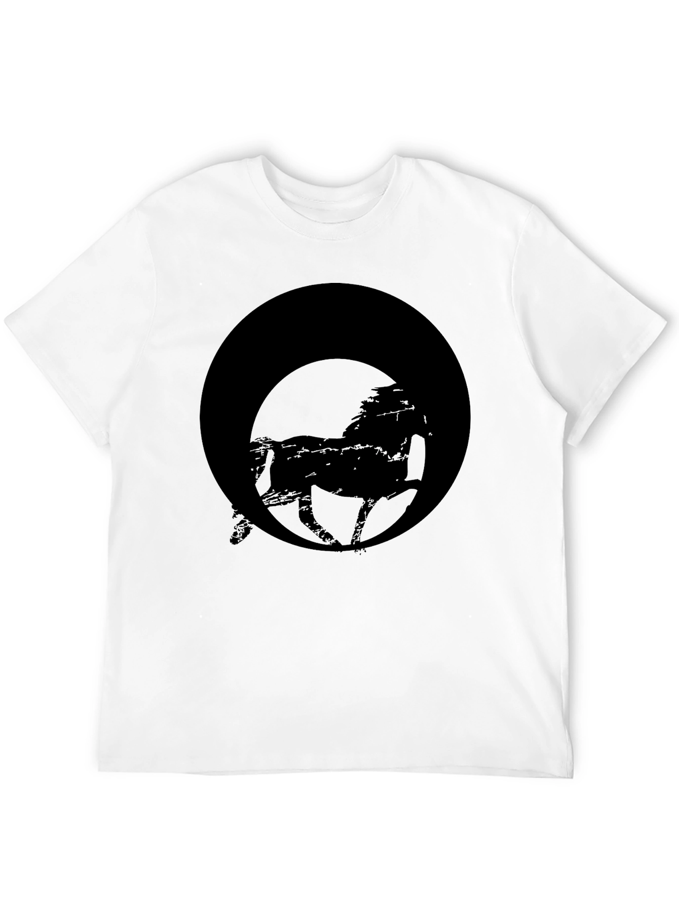 Mens Black Graphic Tee - Horse Silhouette