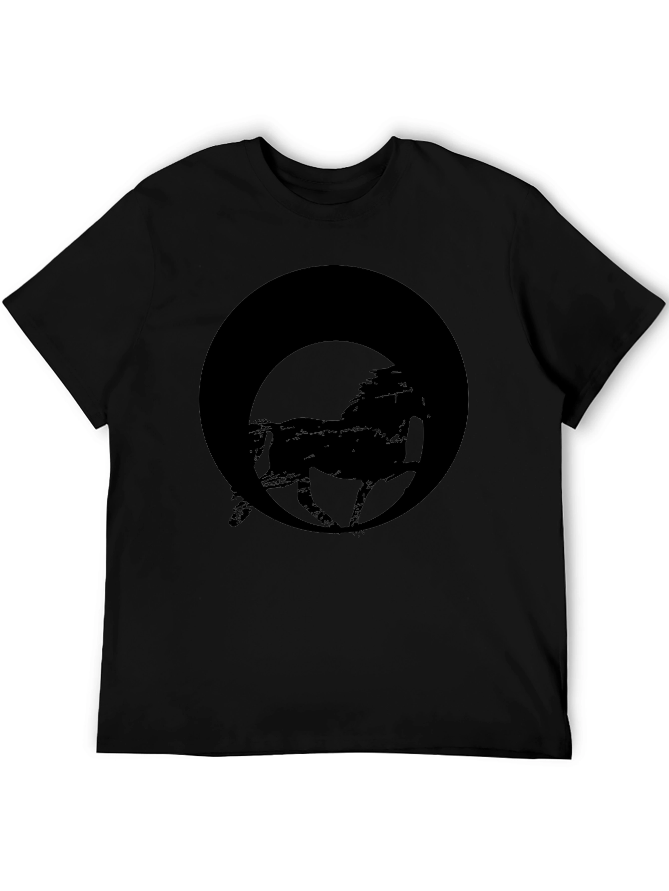 Mens Black Graphic Tee - Horse Silhouette