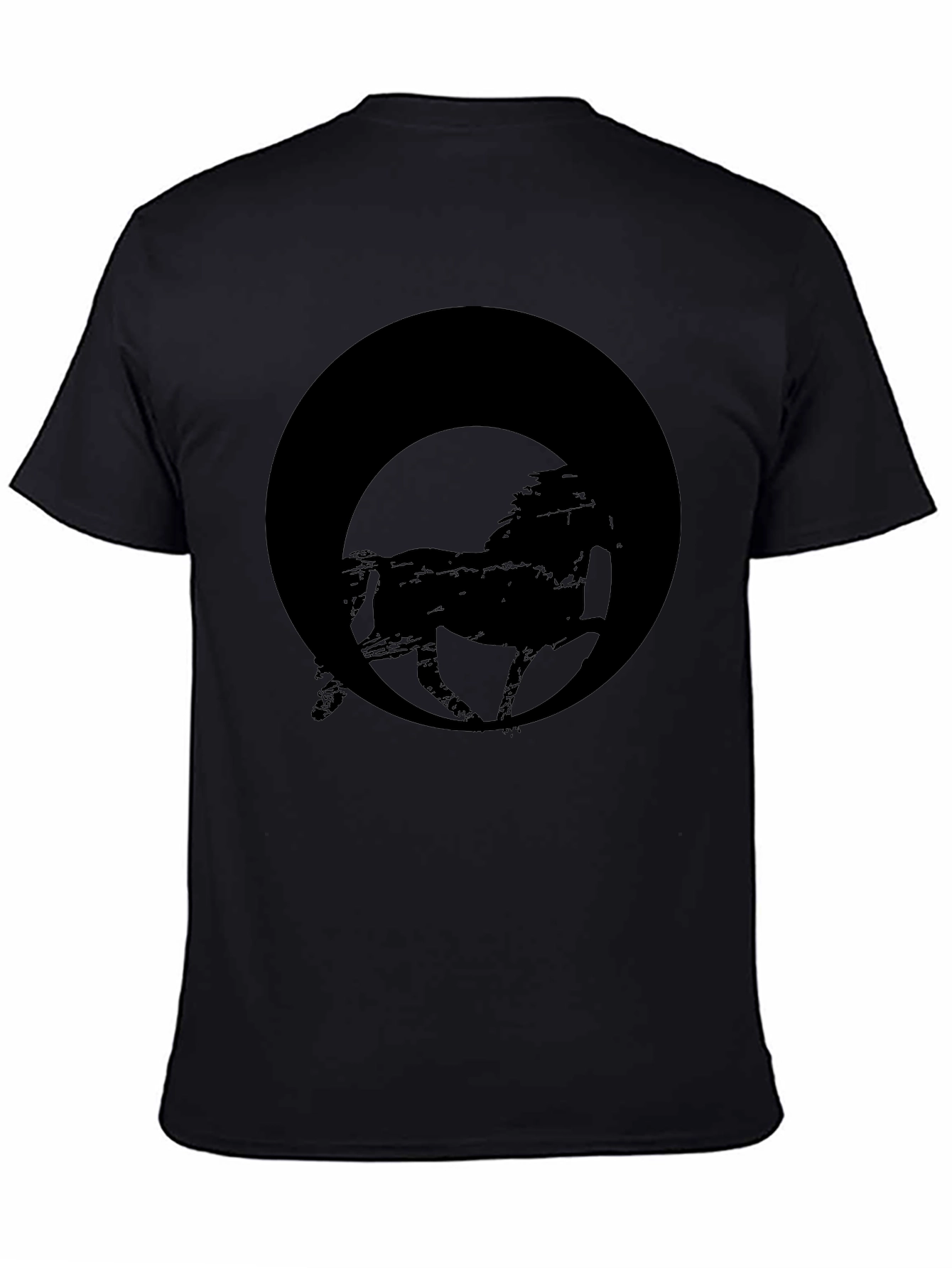 Mens Black Graphic Tee - Horse Silhouette