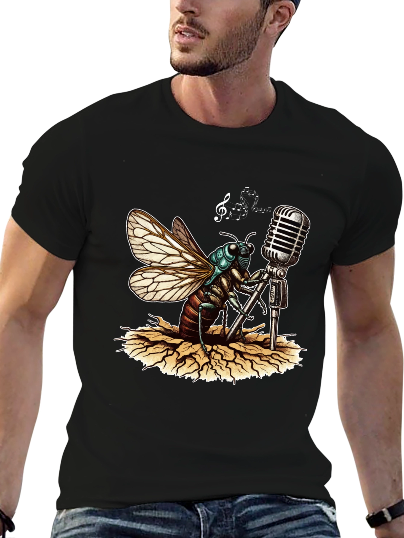 Cicada Singer Graphic Tee - Retro Mic