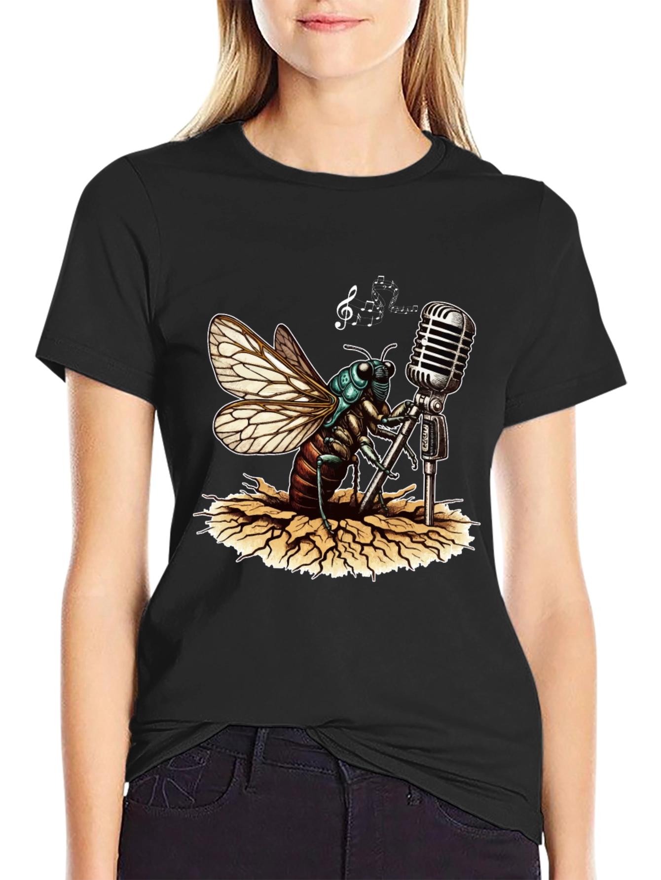 Cicada Singer Graphic Tee - Retro Mic