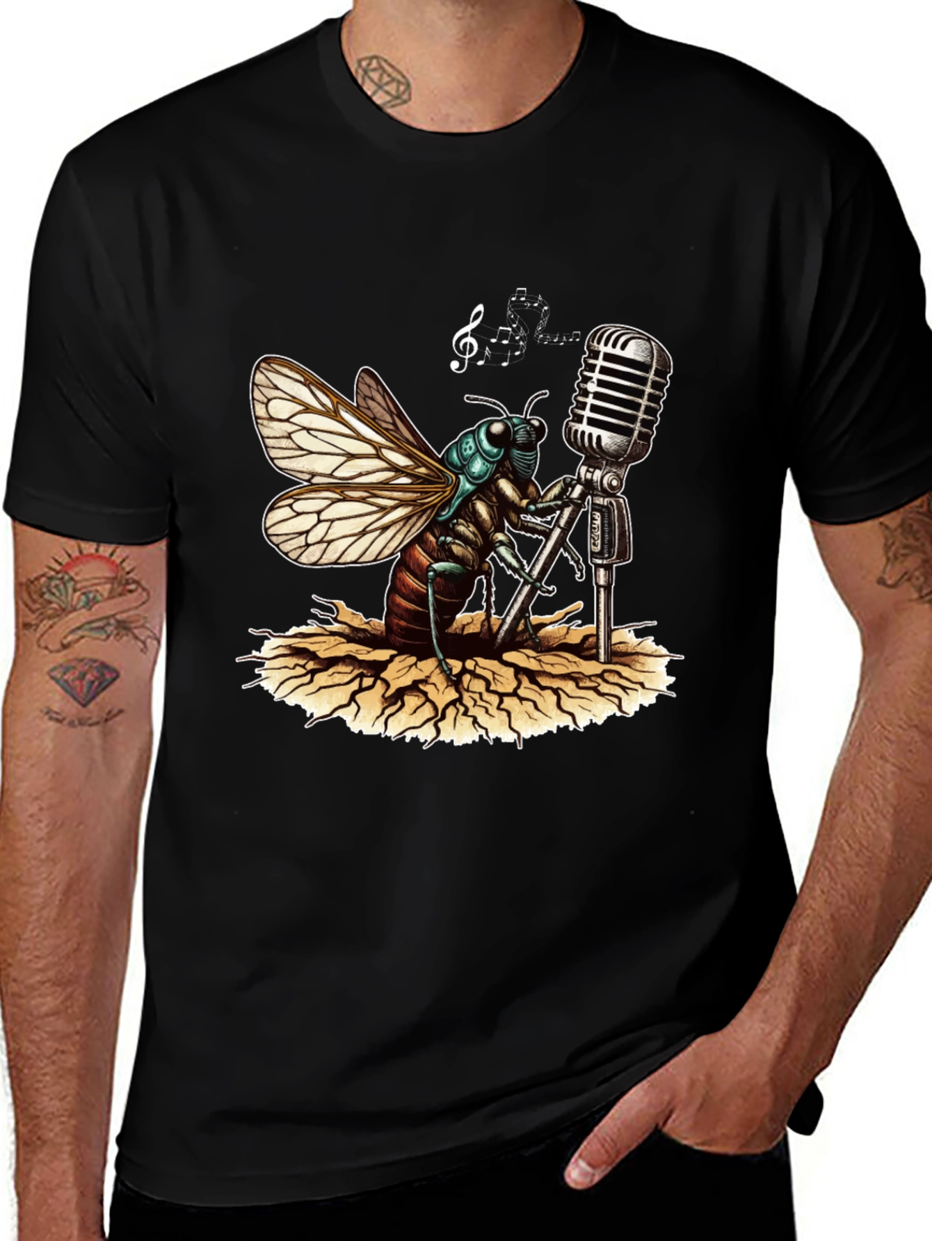 Cicada Singer Graphic Tee - Retro Mic