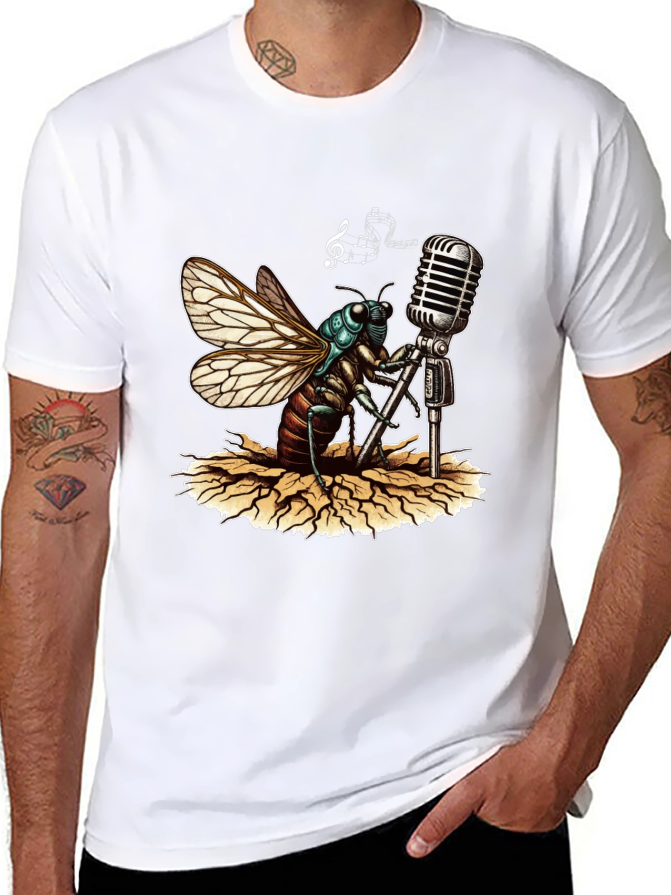 Cicada Singer Graphic Tee - Retro Mic