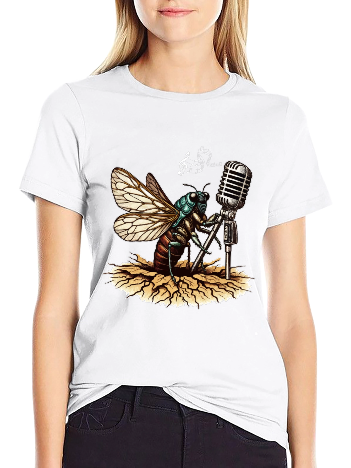 Cicada Singer Graphic Tee - Retro Mic