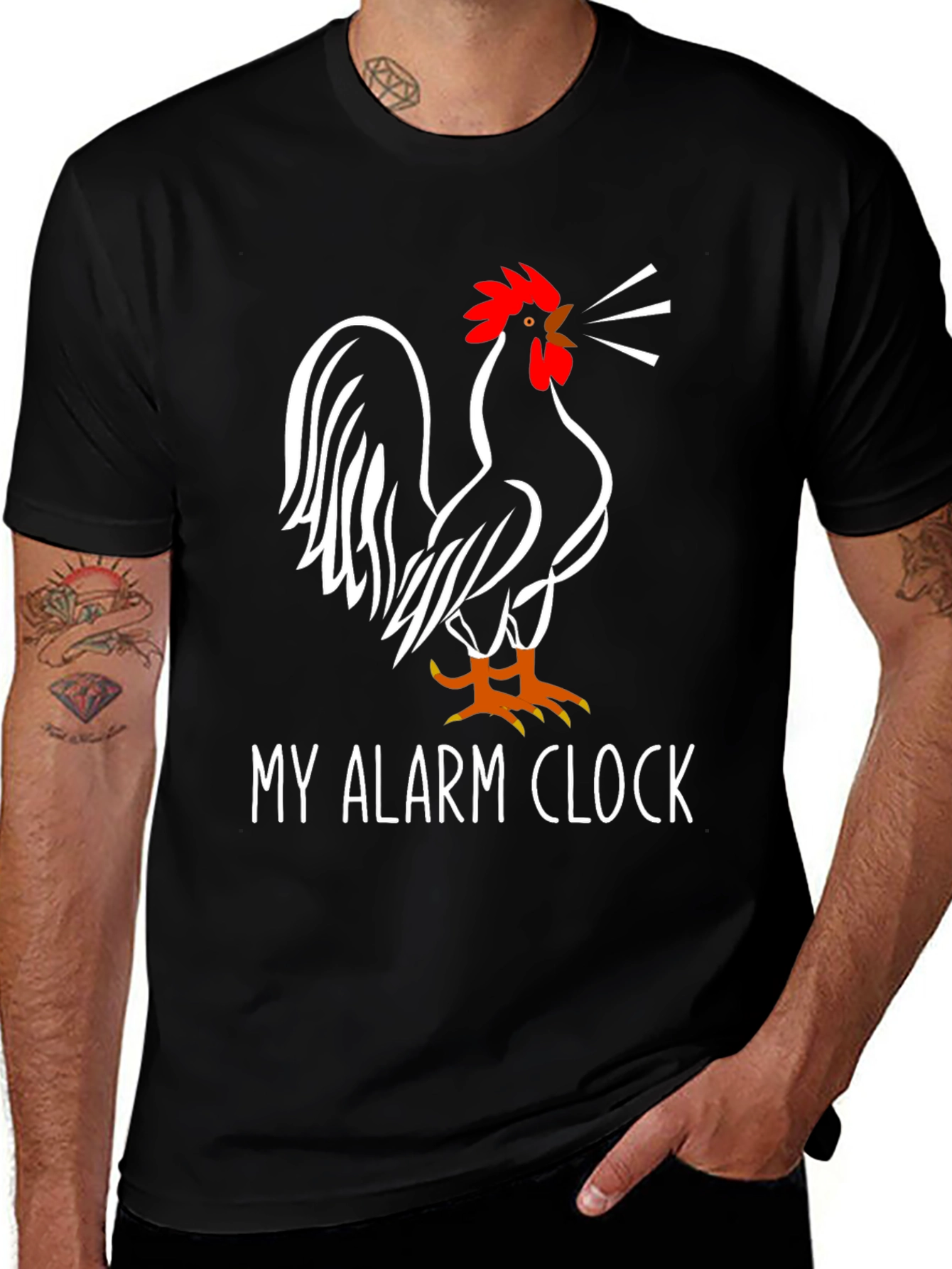 My Alarm Clock Rooster Graphic Tee - Black
