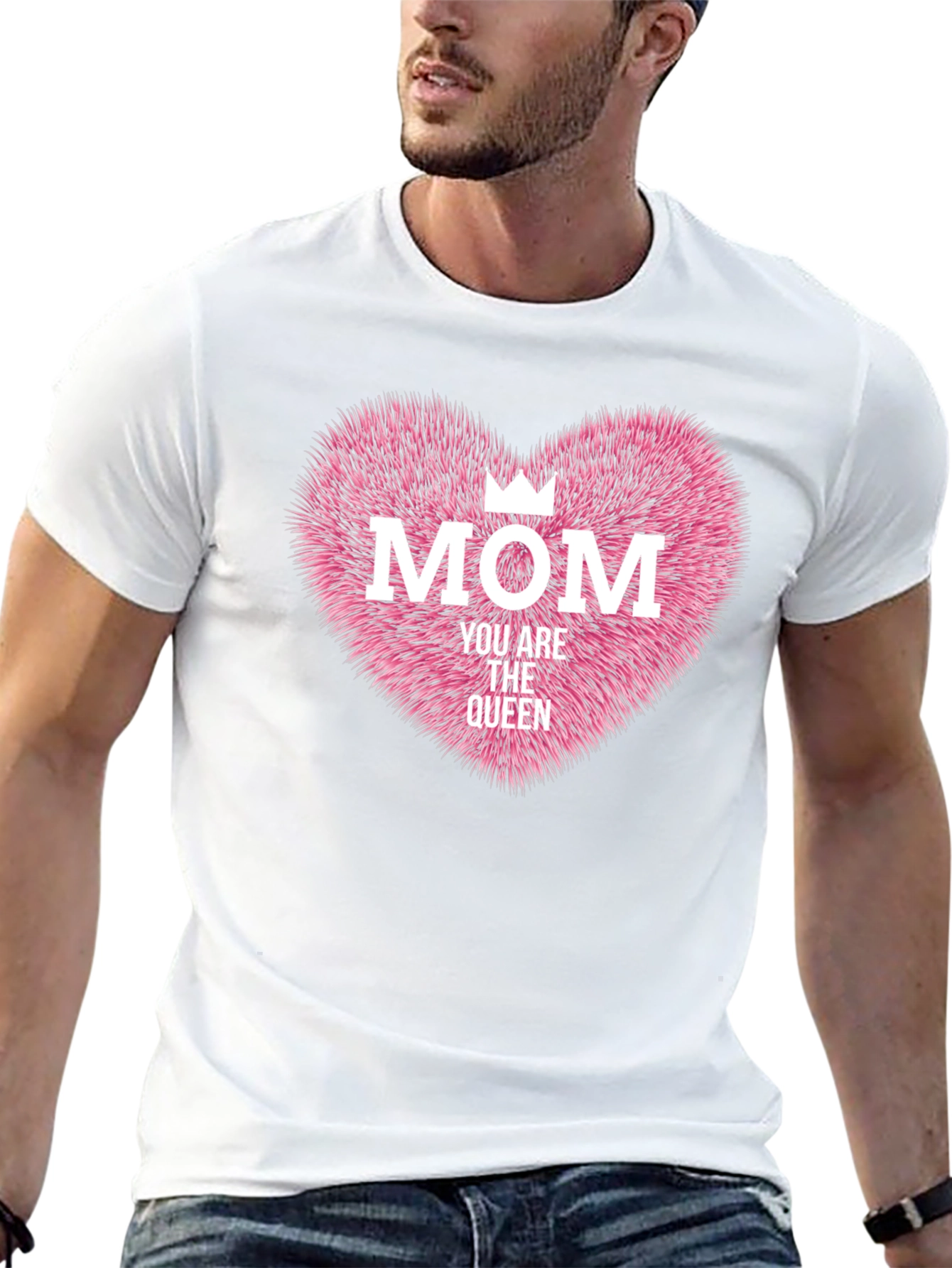 Mom Queen Heart Graphic Tee - Black