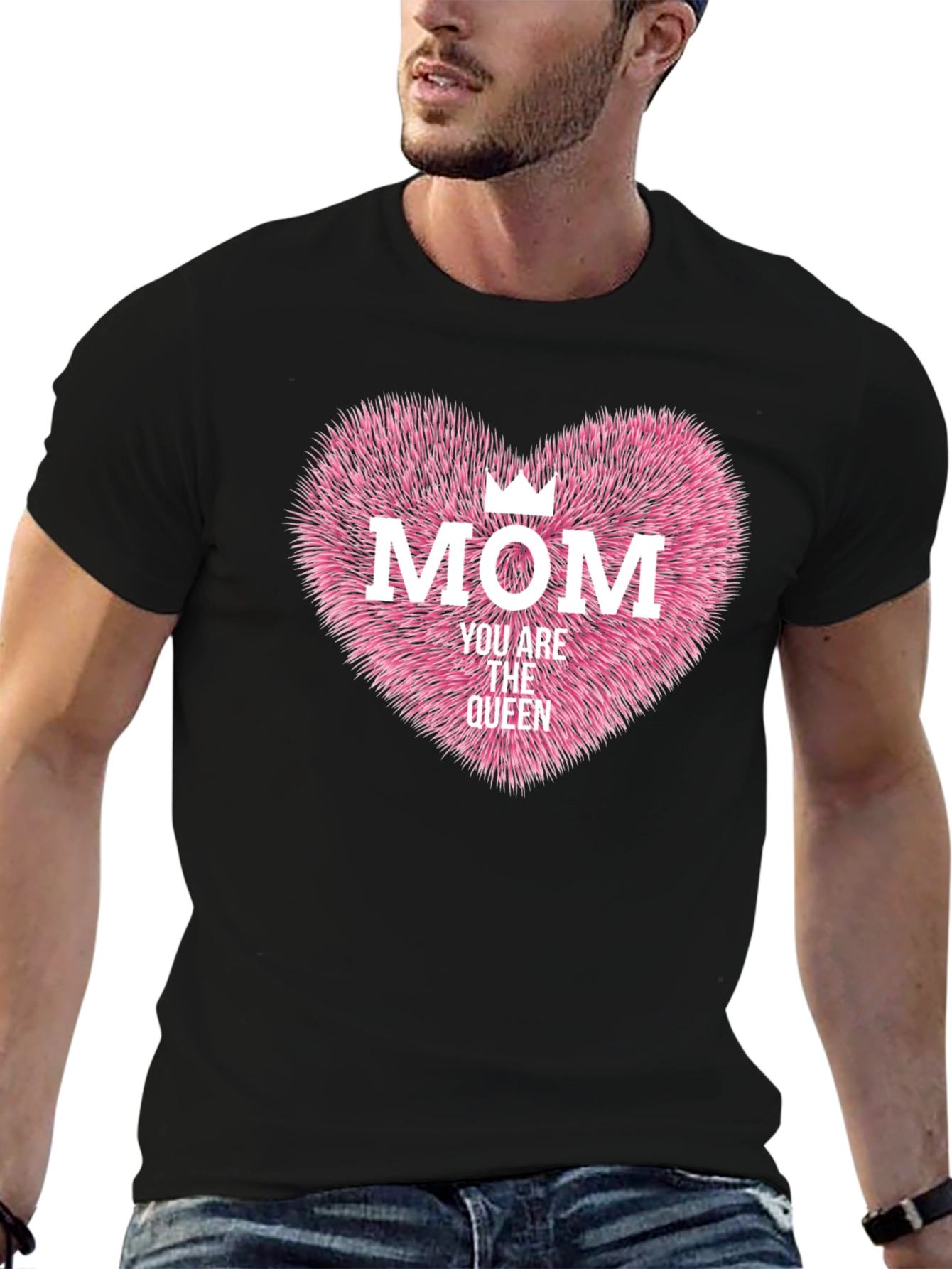 Mom Queen Heart Graphic Tee - Black