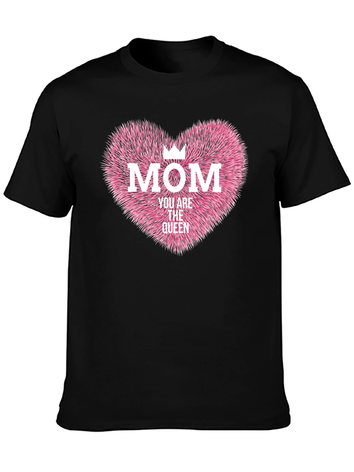Mom Queen Heart Graphic Tee - Black