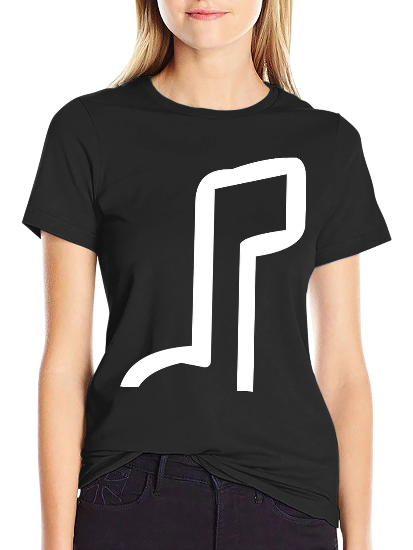 Minimalist White Design Black T-Shirt