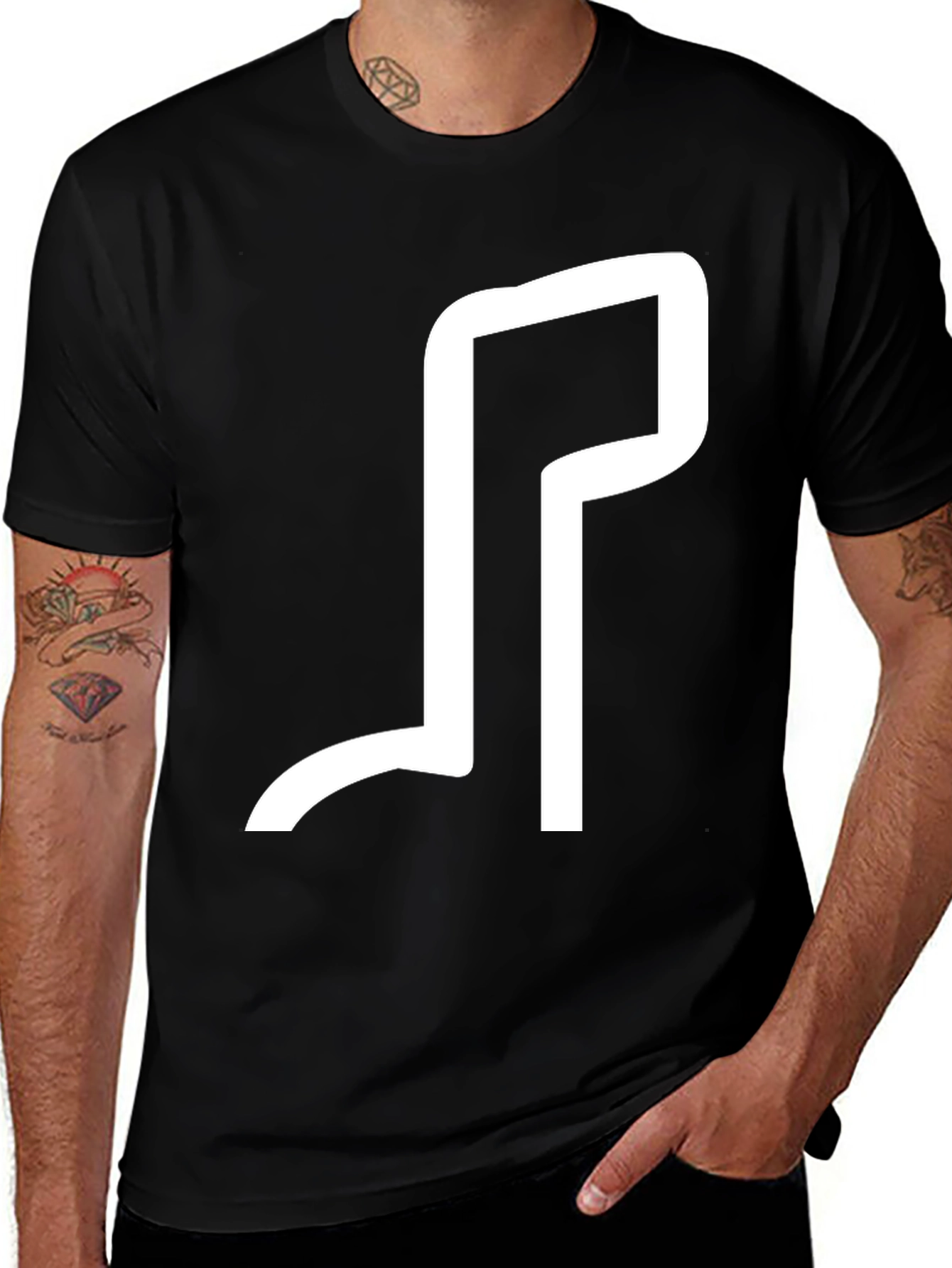 Minimalist White Design Black T-Shirt