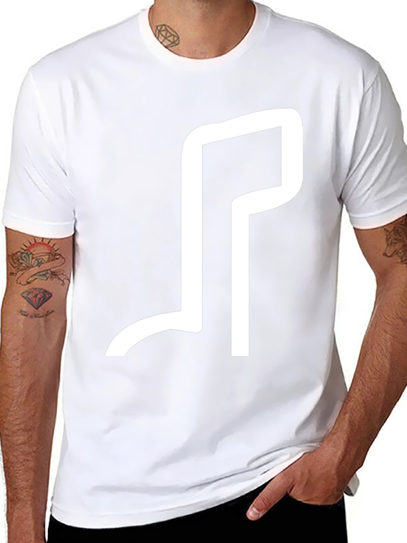 Minimalist White Design Black T-Shirt