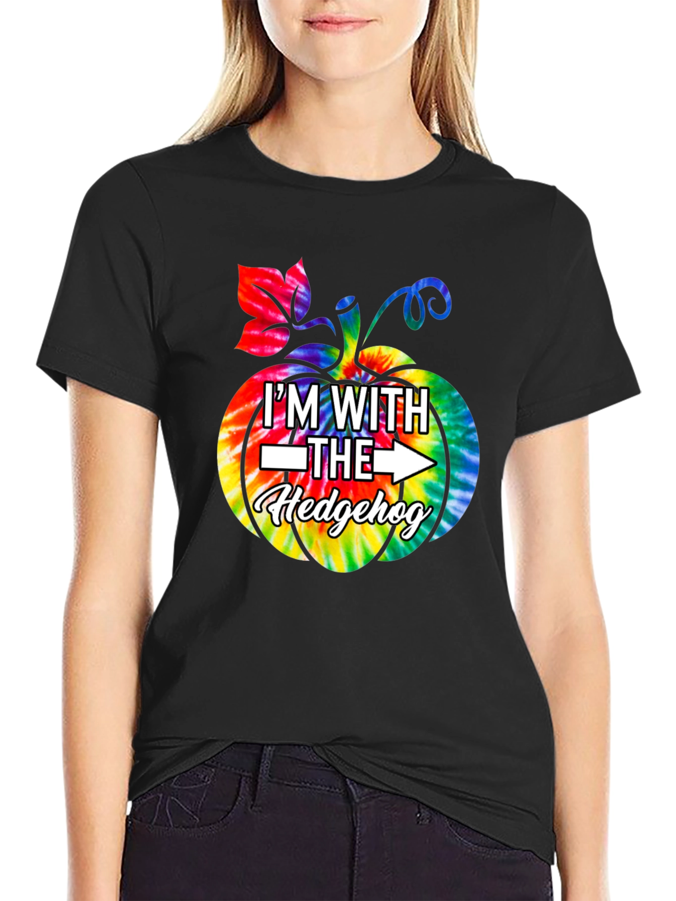 Im With The Hedgehog Tie Dye Pumpkin T-Shirt