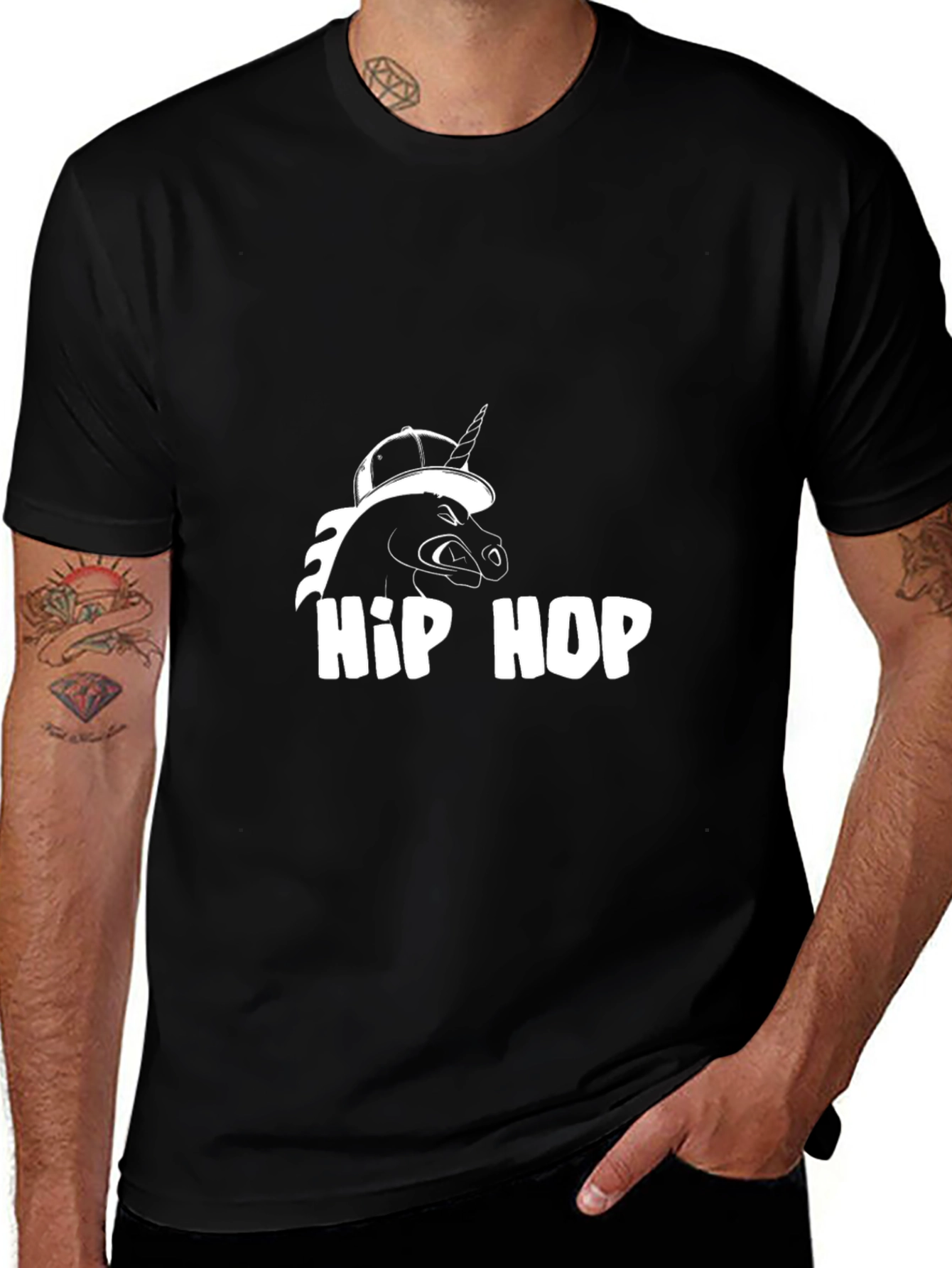 Hip Hop Unicorn Black T-Shirt