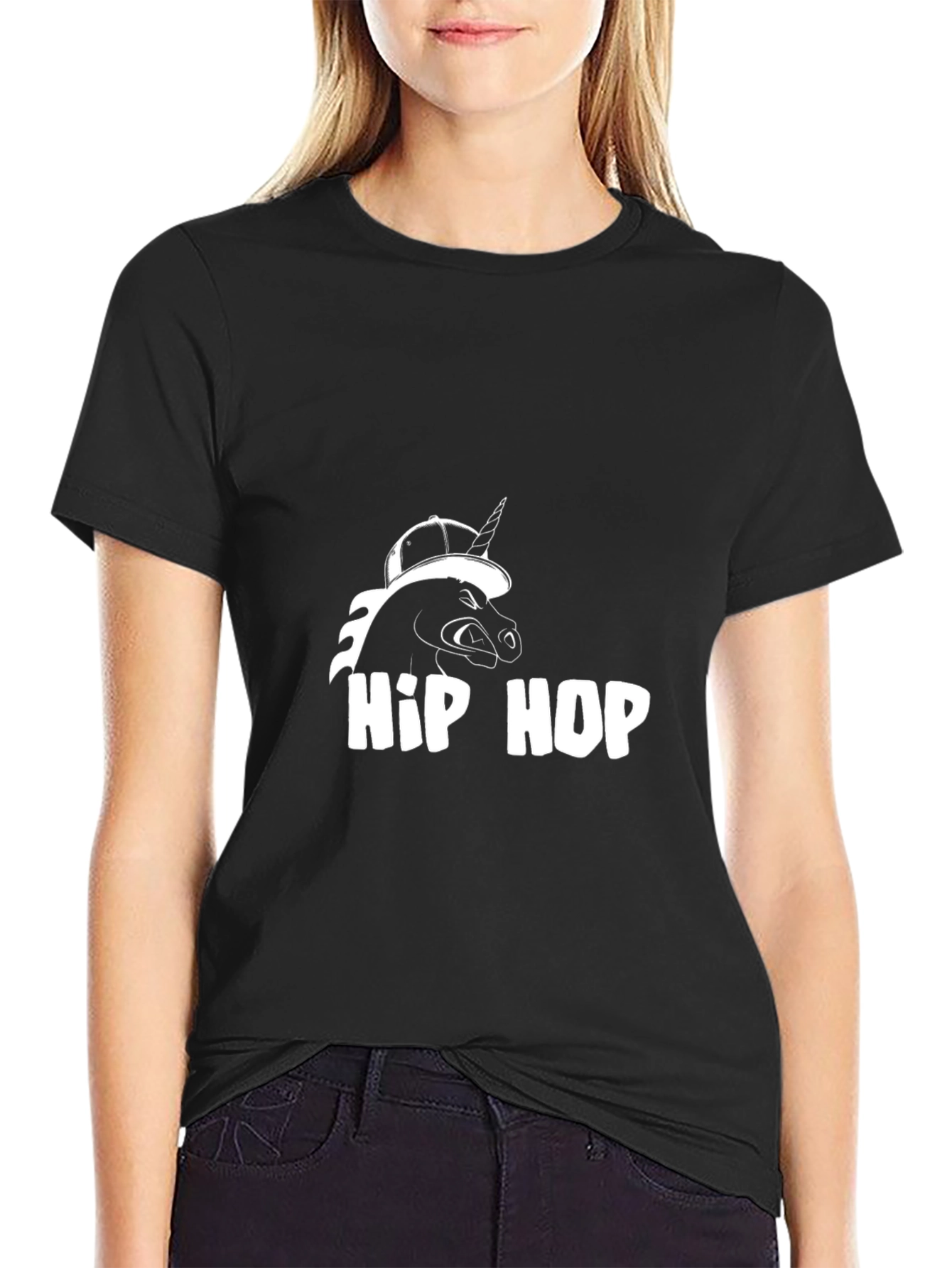 Hip Hop Unicorn Black T-Shirt