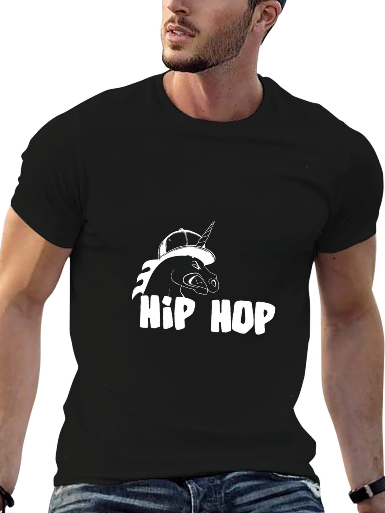 Hip Hop Unicorn Black T-Shirt