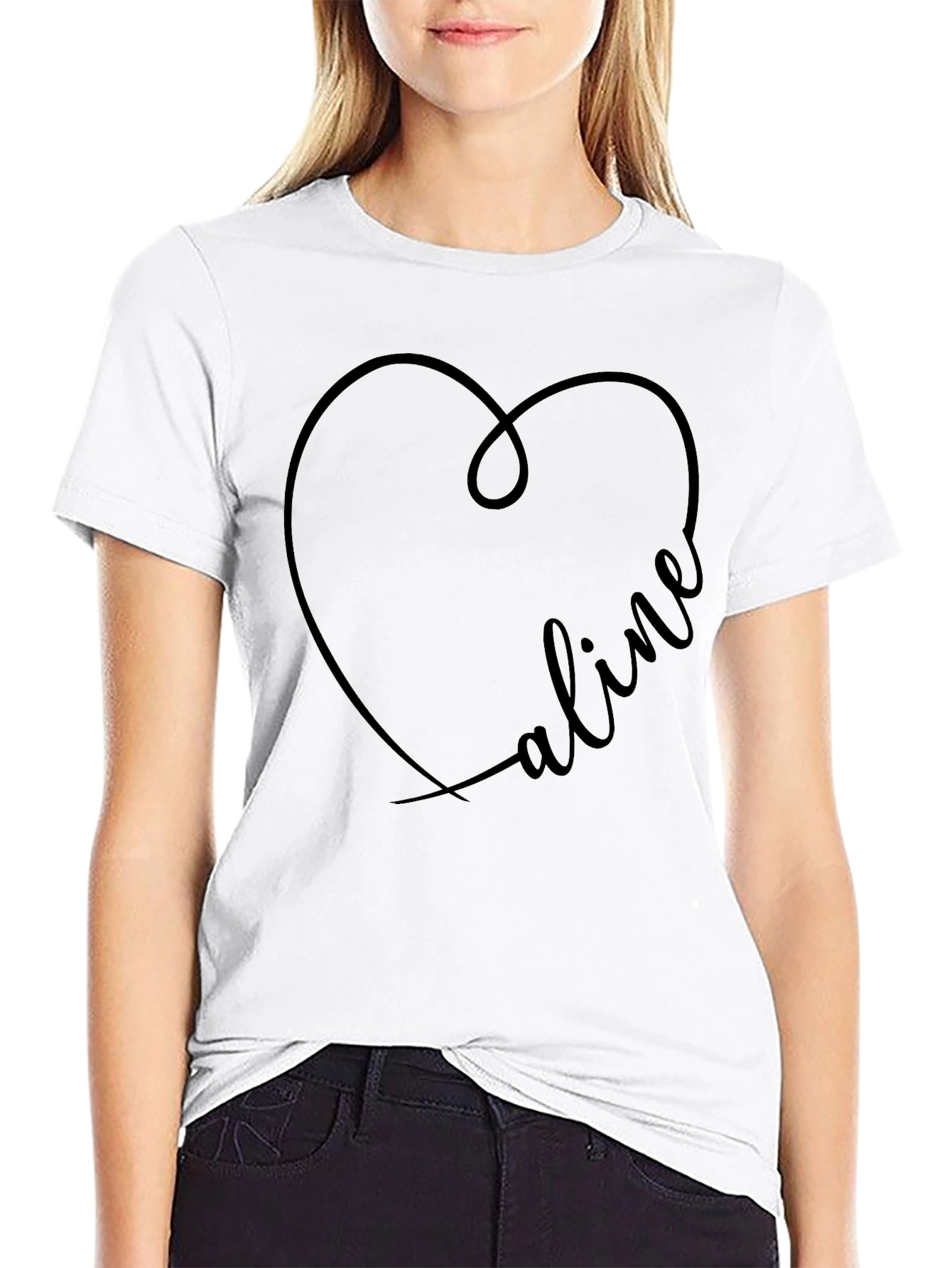 Heart Name Personalized Black Tee