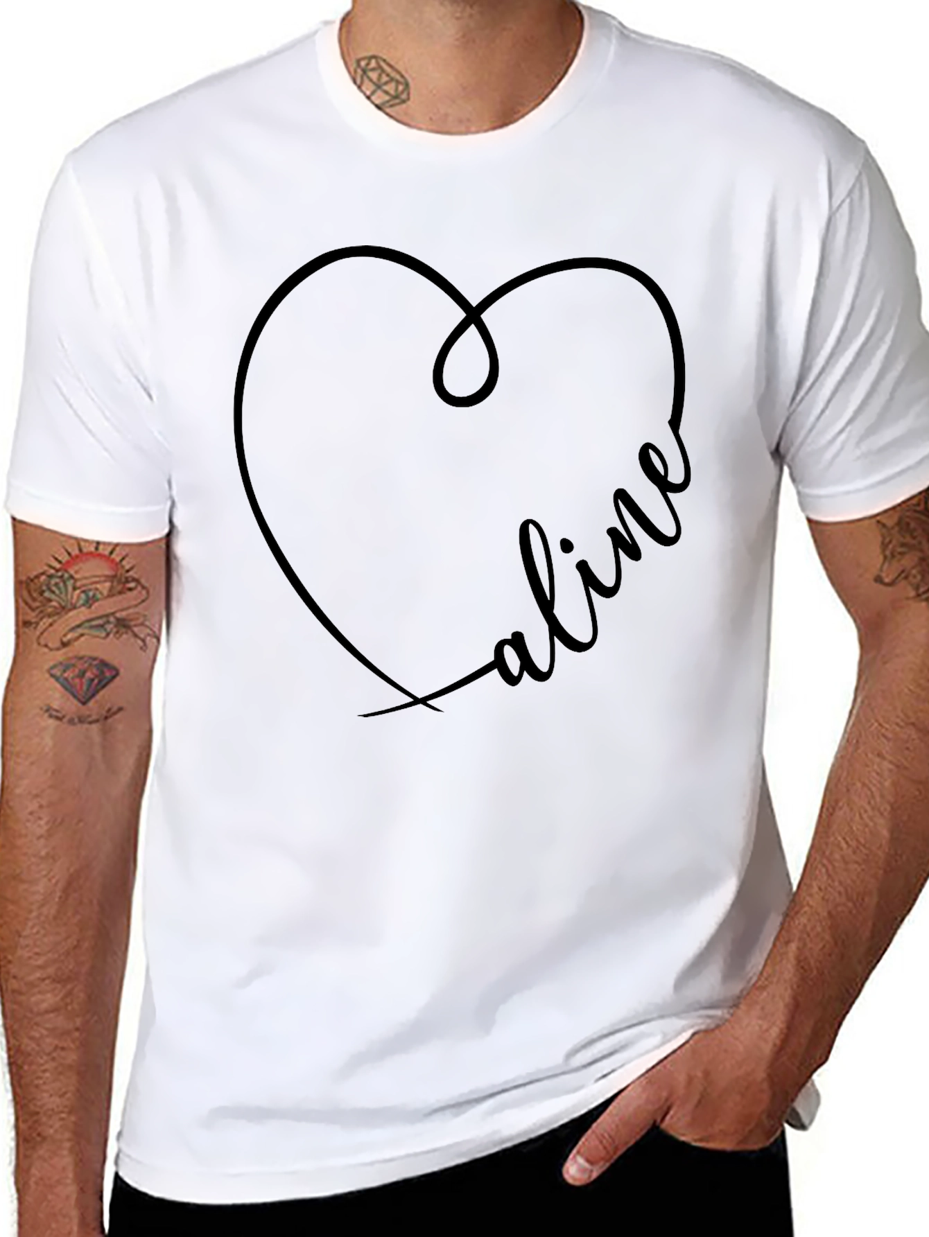 Heart Name Personalized Black Tee