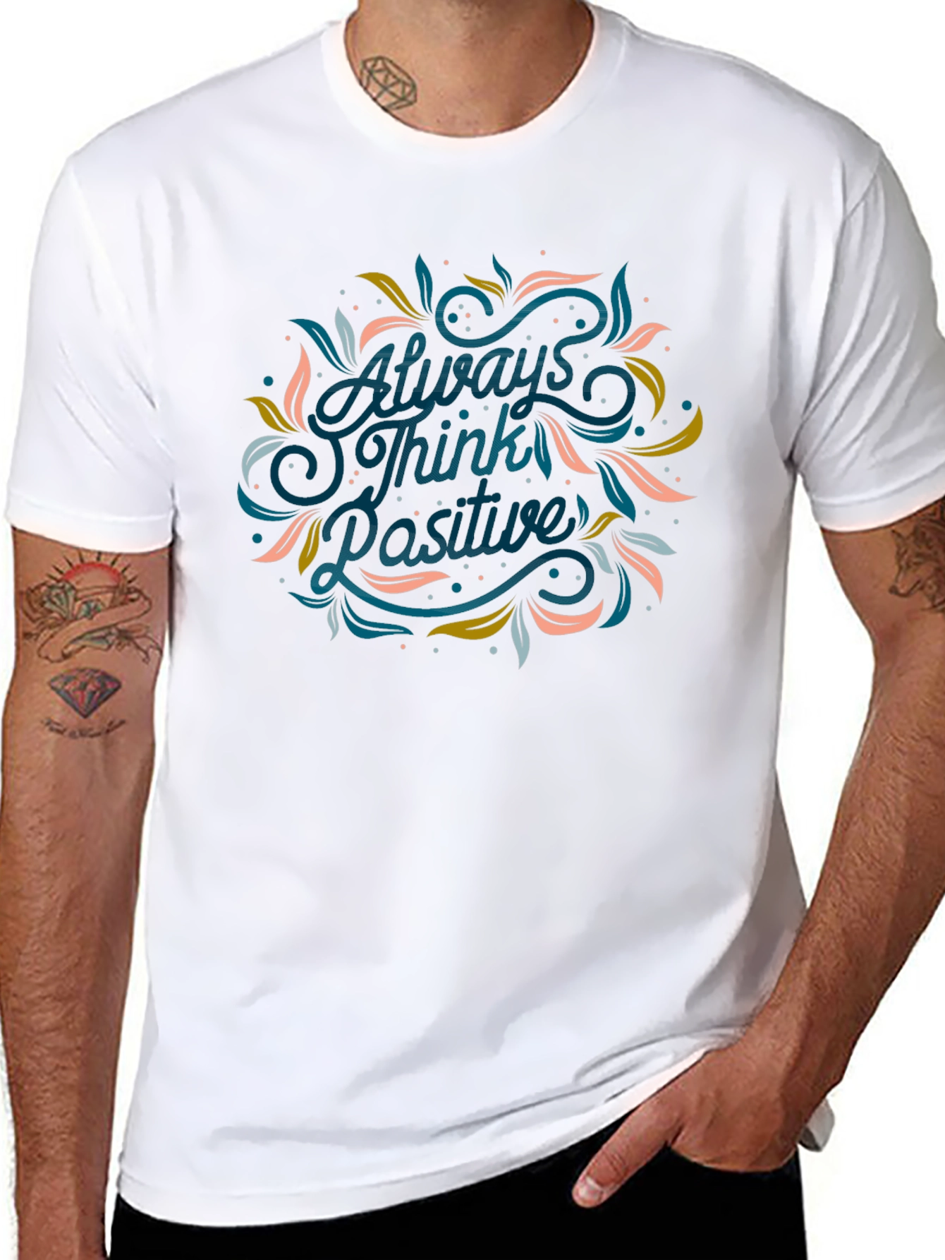 Always Think Positive Graphic Tee - Black