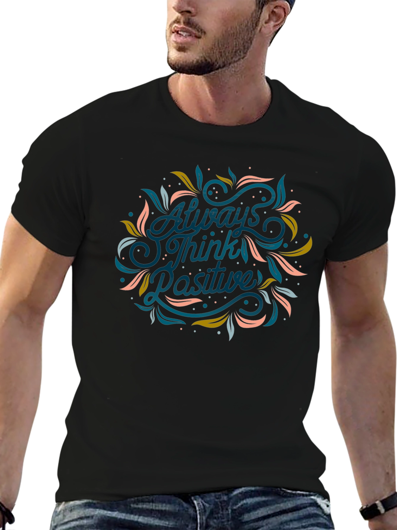 Always Think Positive Graphic Tee - Black