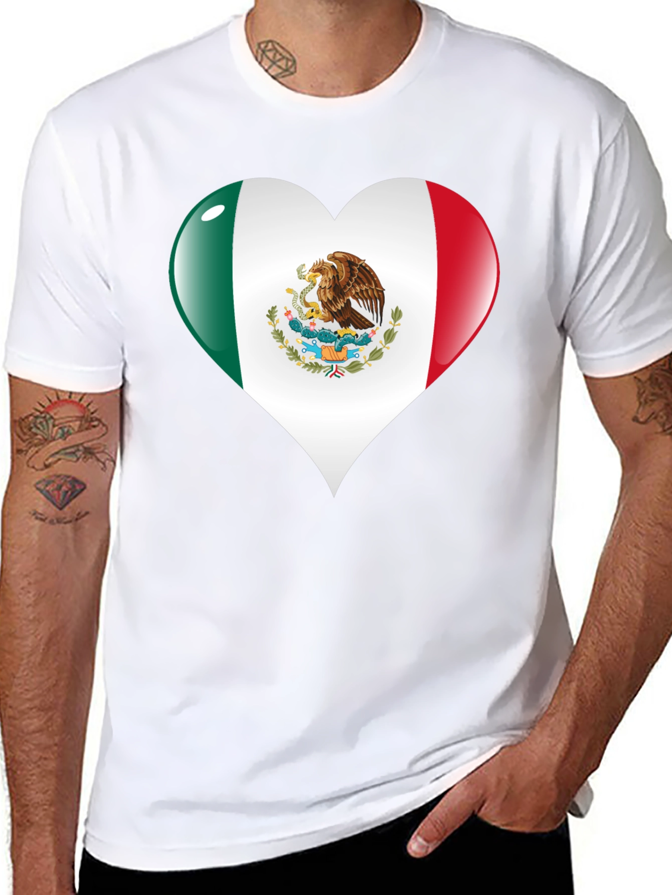 Mexican Flag Heart T-Shirt - Viva Mexico!