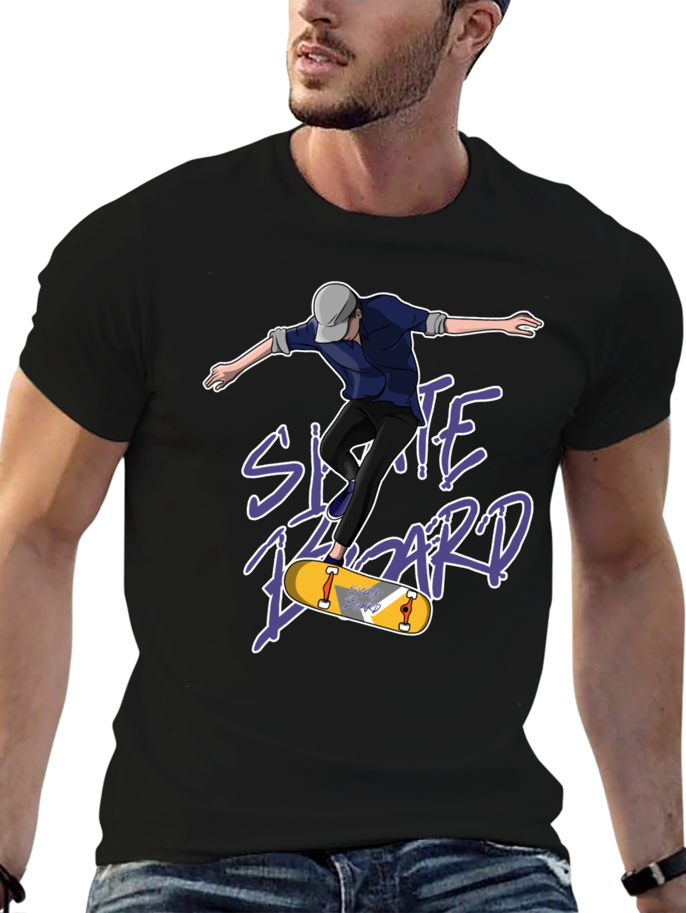 Skateboard T-Shirt - Black Graphic Tee