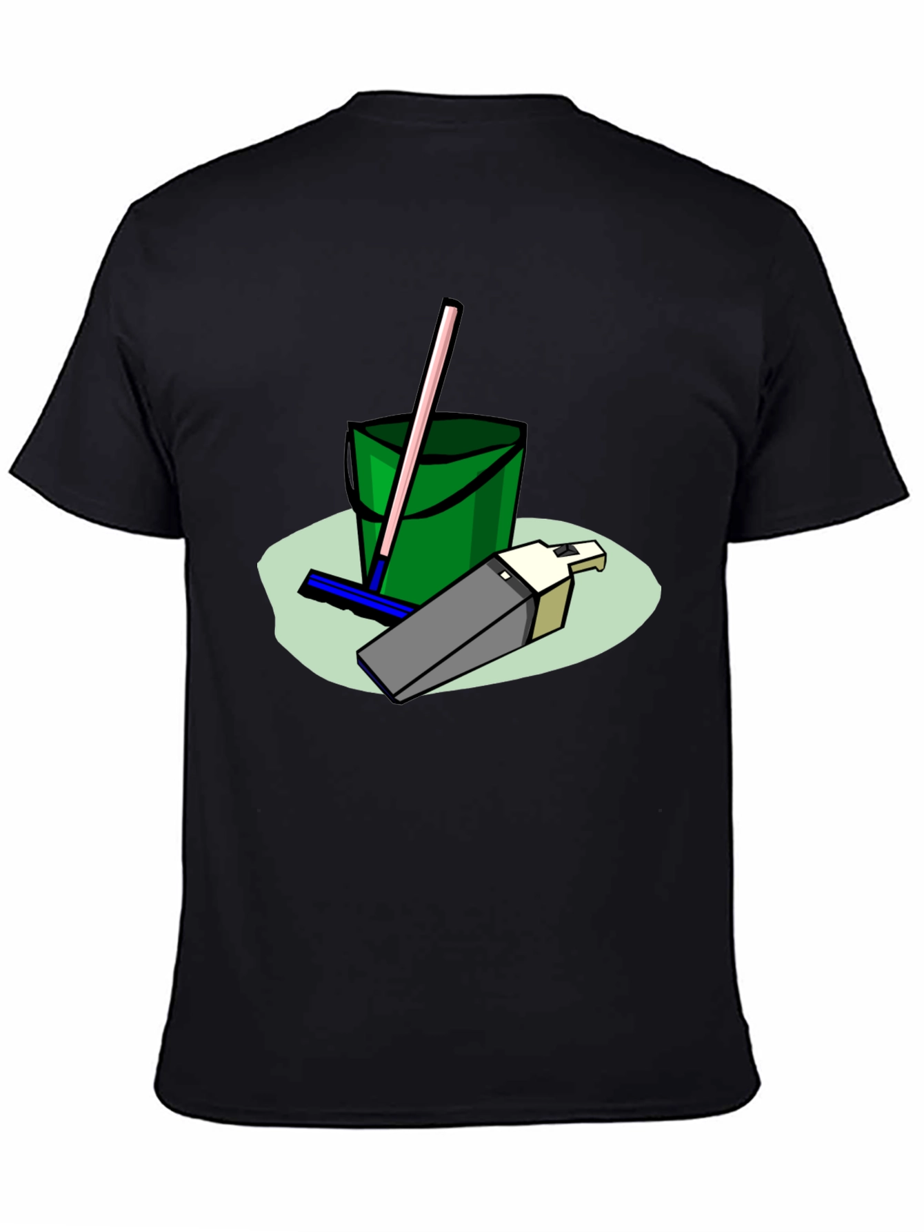 Cleaning Crew T-Shirt - Cartoon Bucket & Mop Tee