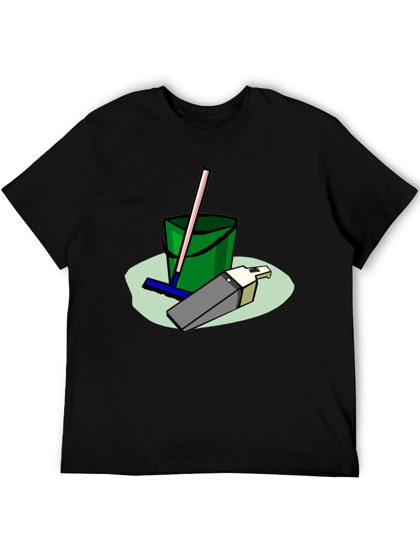 Cleaning Crew T-Shirt - Cartoon Bucket & Mop Tee