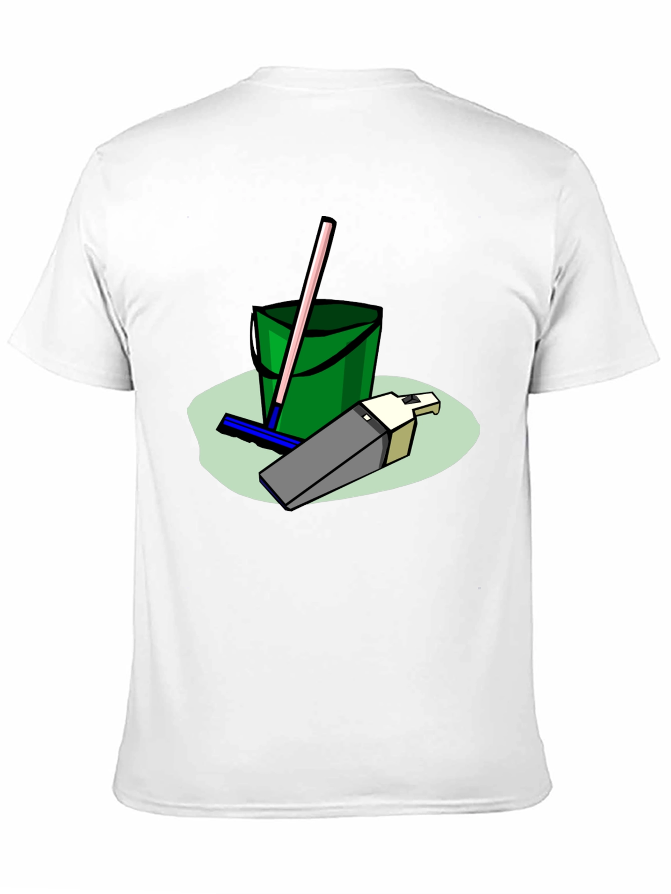 Cleaning Crew T-Shirt - Cartoon Bucket & Mop Tee