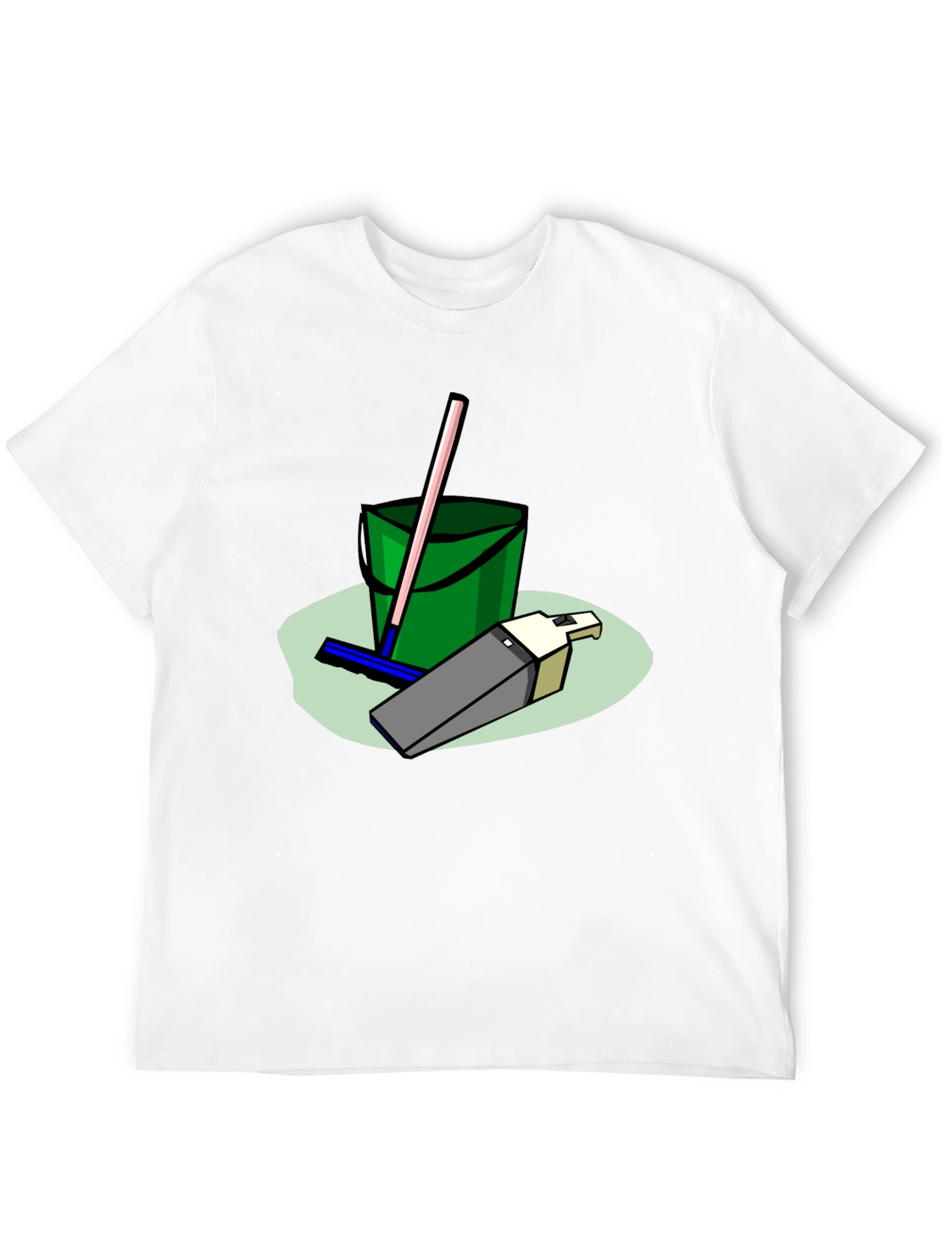 Cleaning Crew T-Shirt - Cartoon Bucket & Mop Tee