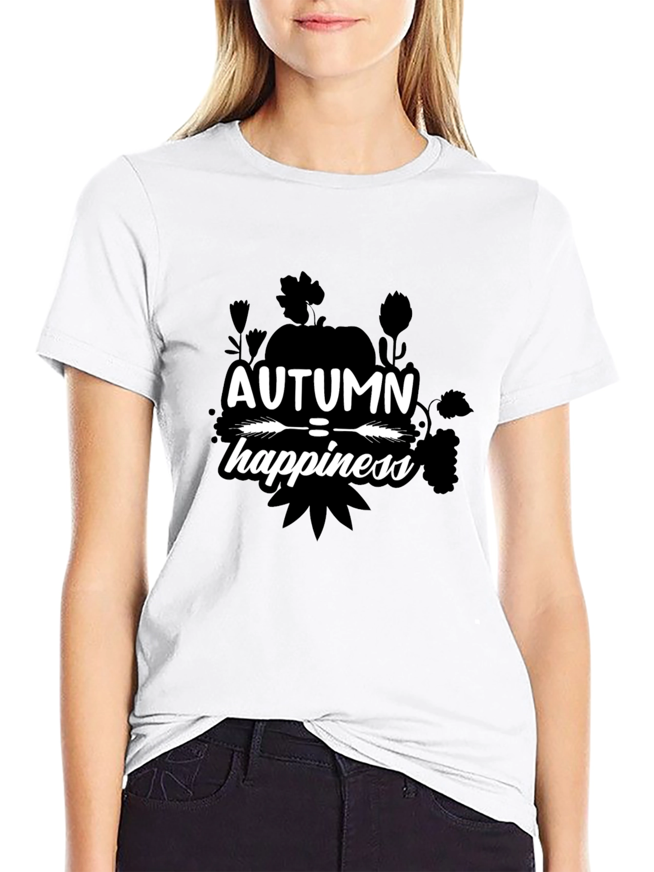 Autumn Happiness T-Shirt - Black Graphic Tee