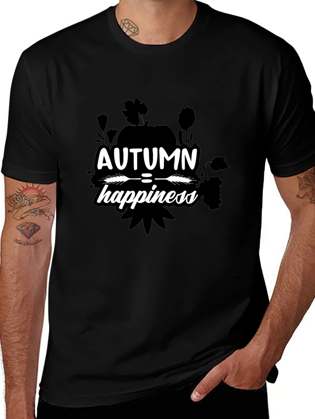Autumn Happiness T-Shirt - Black Graphic Tee