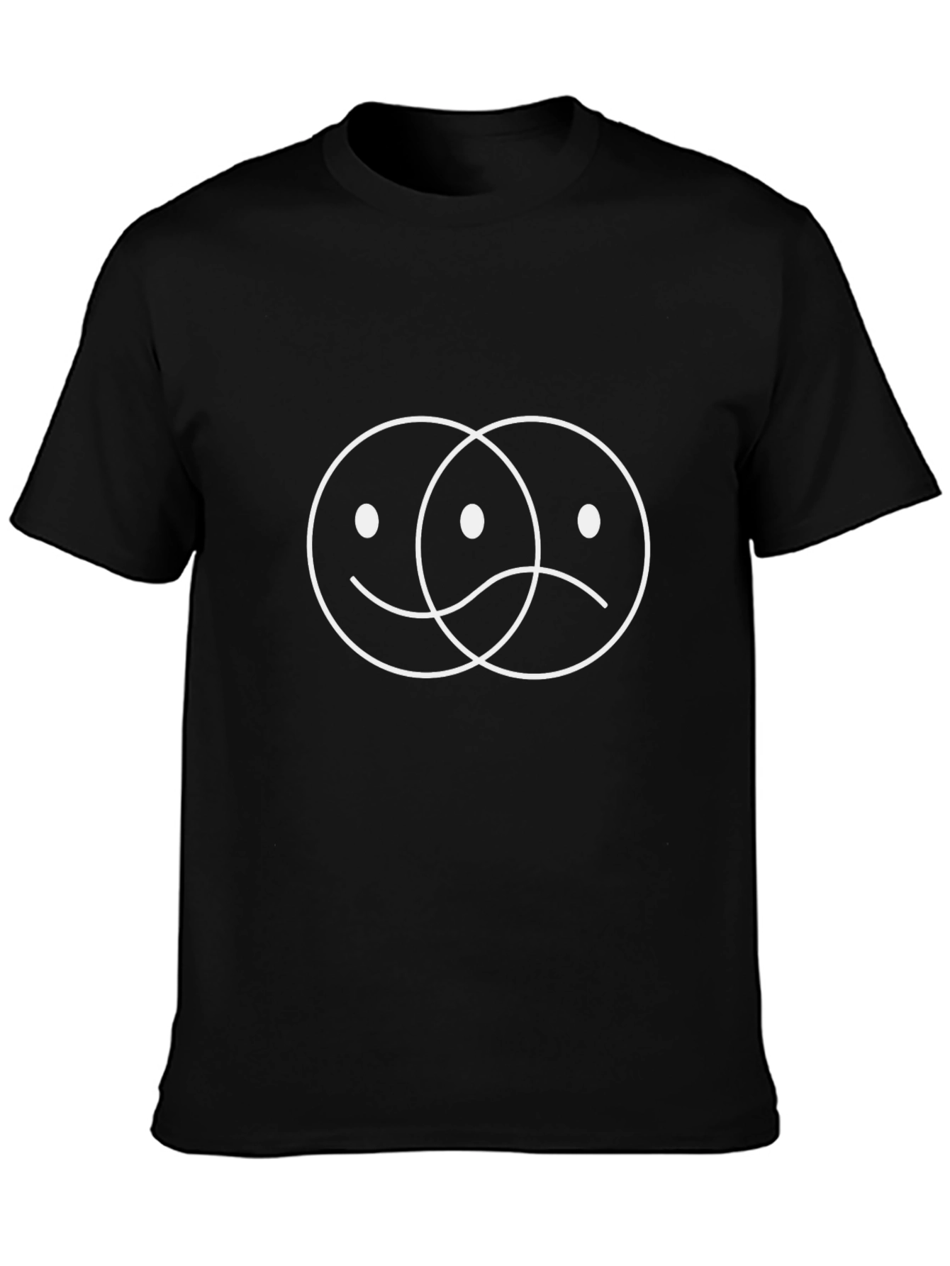 Yin Yang Smiley Face Graphic Tee - Black
