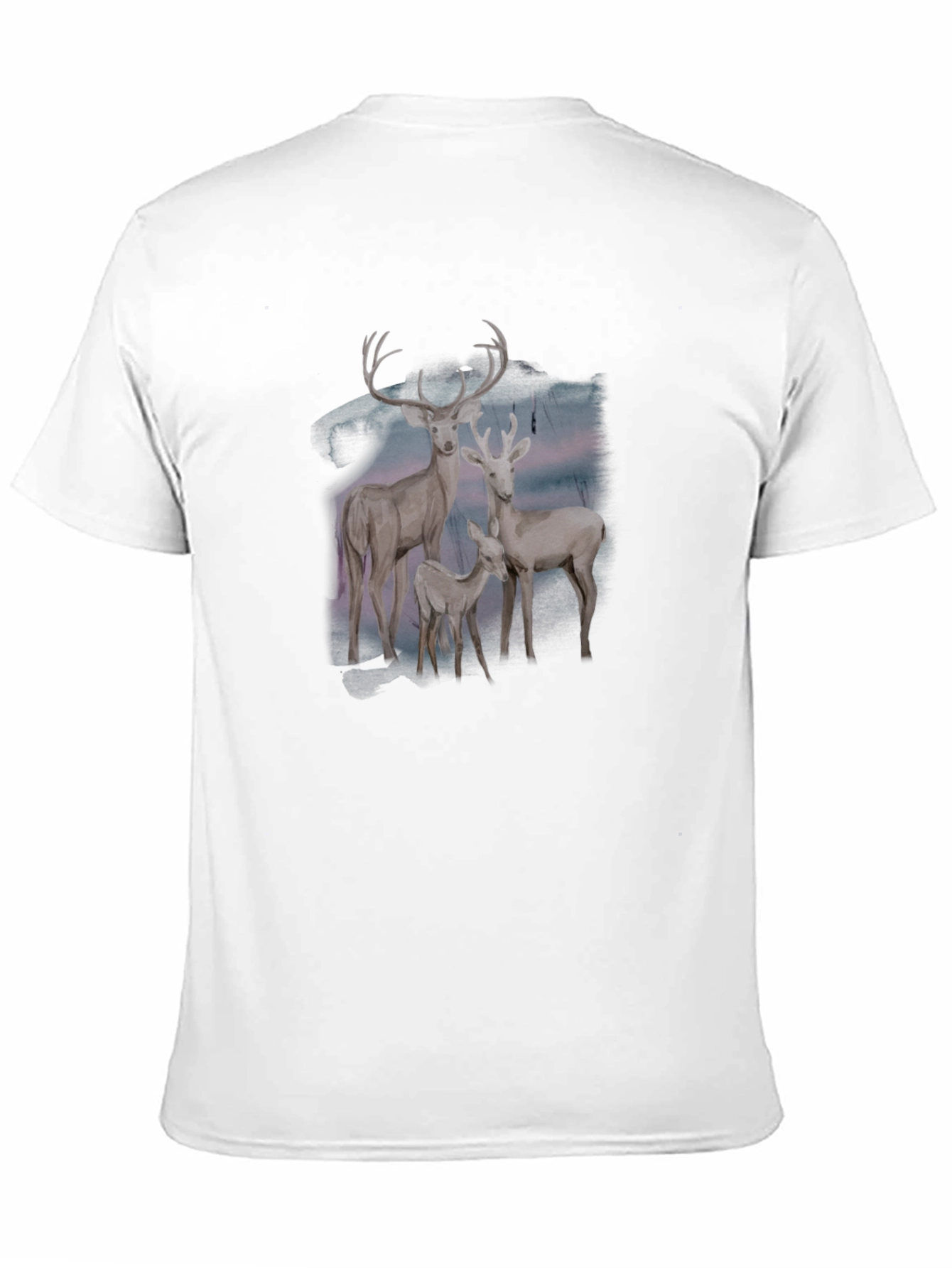 Deer Family Graphic Tee - Black Cotton Blend