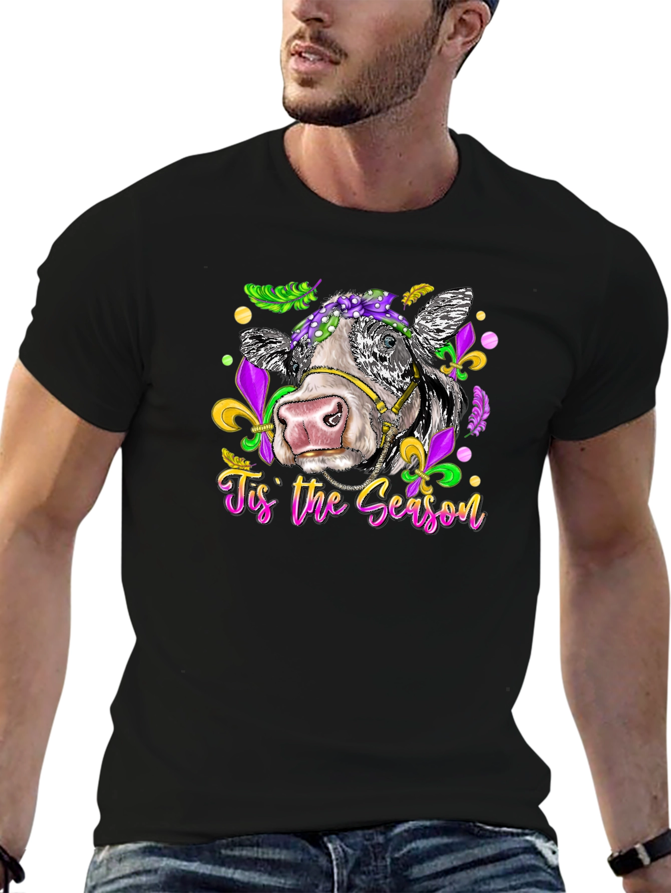 Mardi Gras Cow T-Shirt - Tis the Season