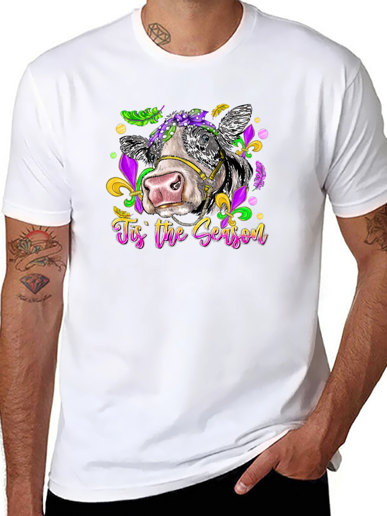 Mardi Gras Cow T-Shirt - Tis the Season