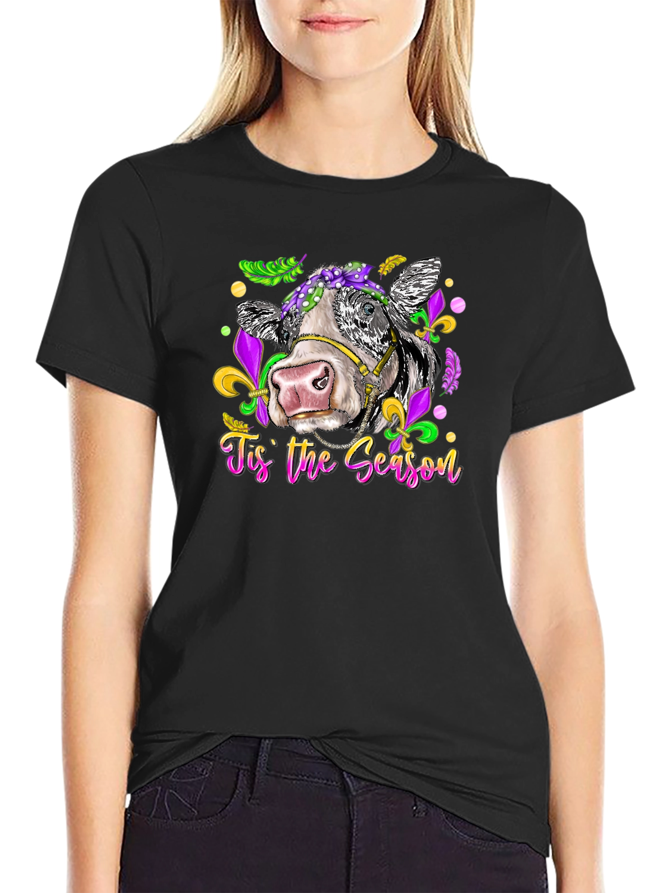 Mardi Gras Cow T-Shirt - Tis the Season
