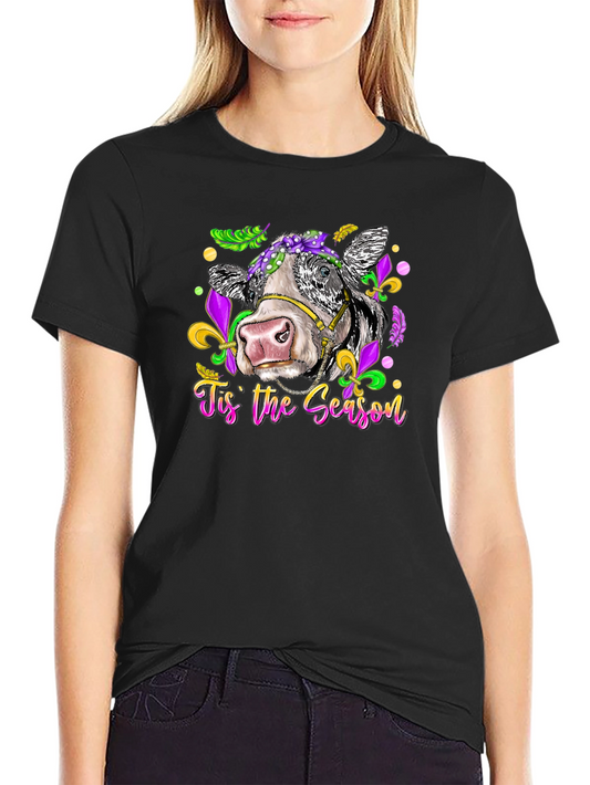 Mardi Gras Cow T-Shirt - Tis the Season