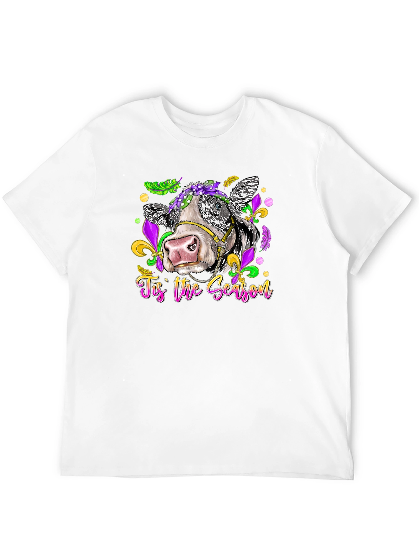 Mardi Gras Cow T-Shirt - Tis the Season