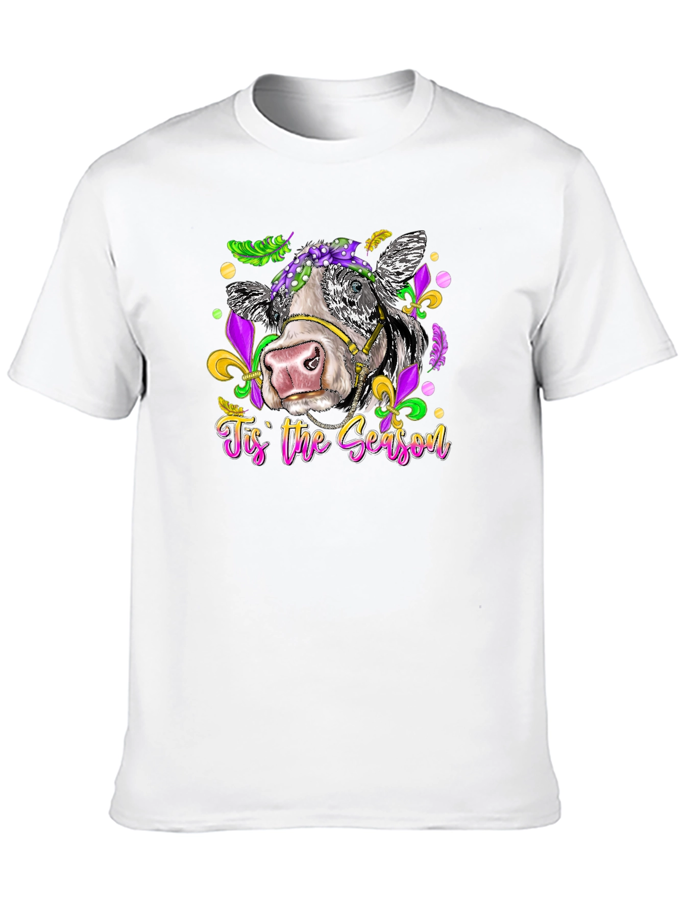 Mardi Gras Cow T-Shirt - Tis the Season