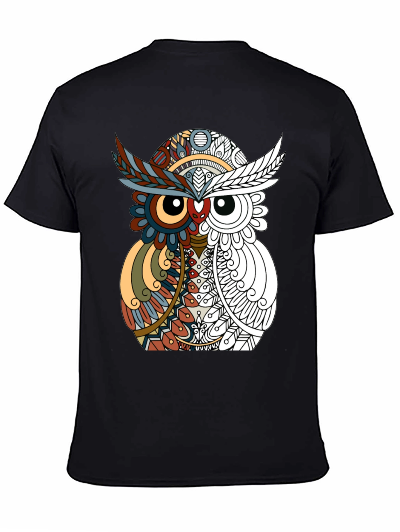 Abstract Owl Graphic Tee - Mens Black T-Shirt