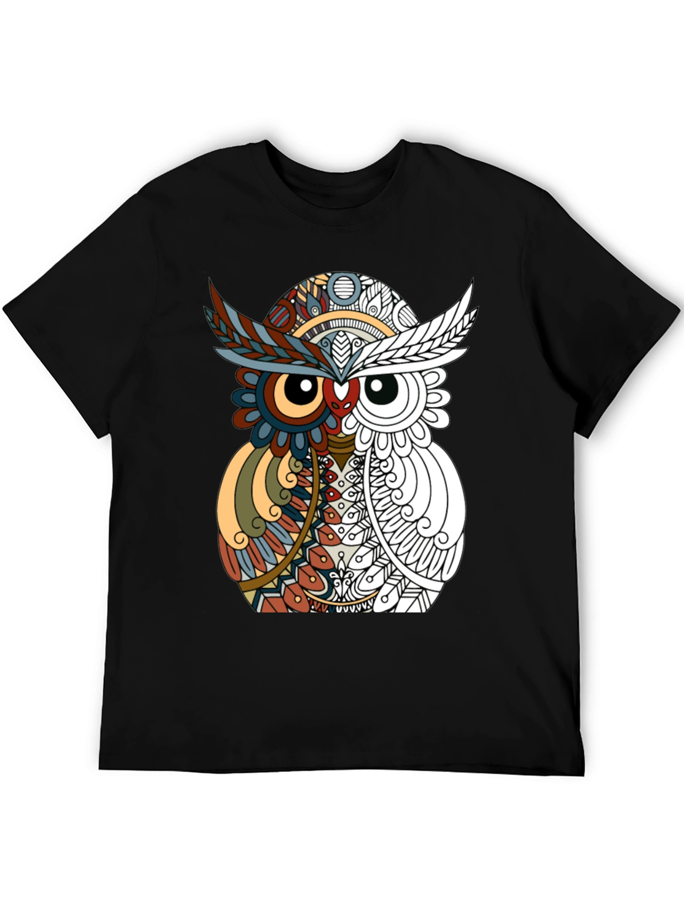 Abstract Owl Graphic Tee - Mens Black T-Shirt