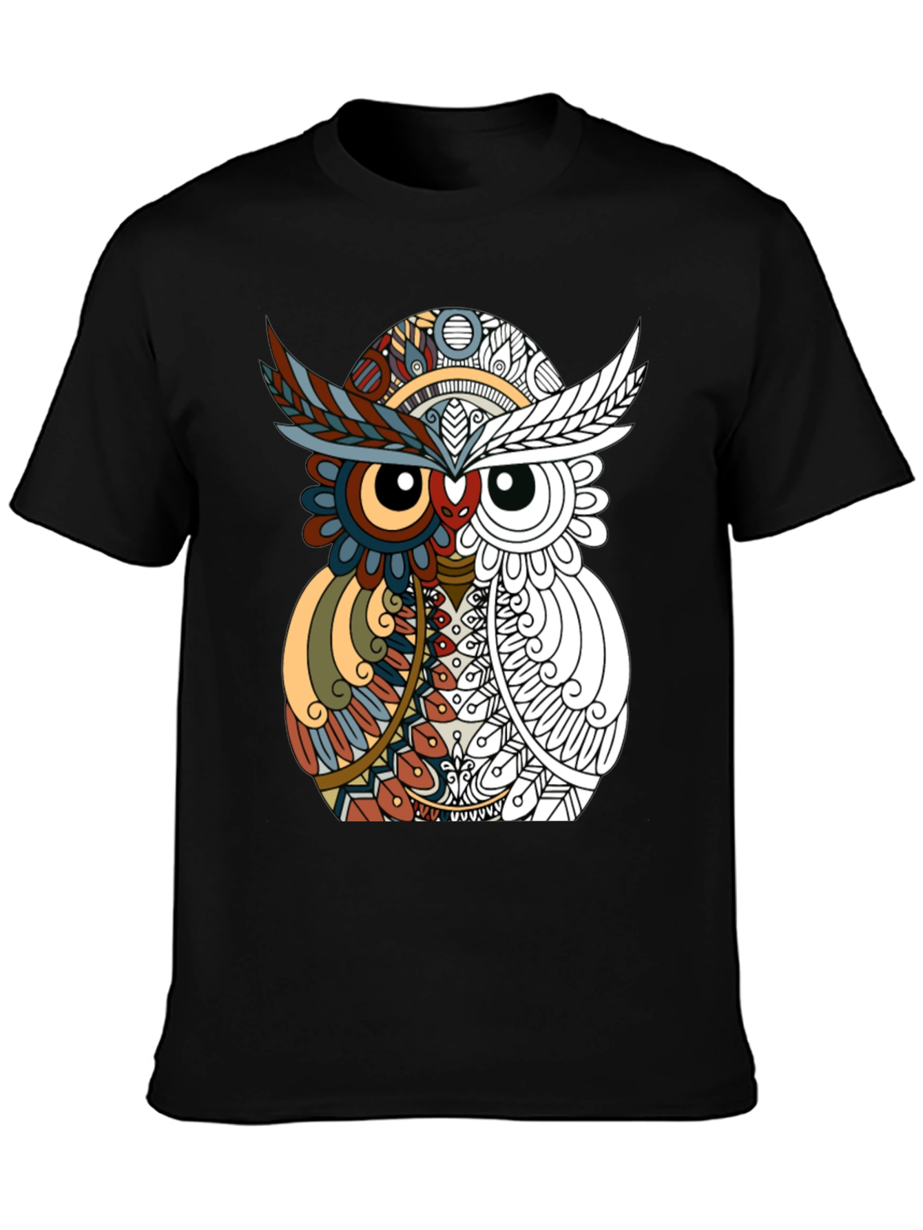 Abstract Owl Graphic Tee - Mens Black T-Shirt
