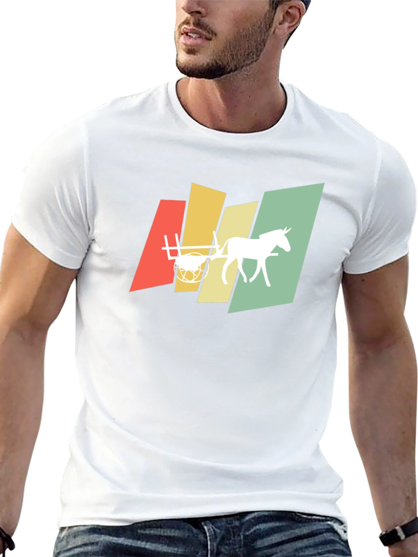 Retro Horse and Cart Graphic T-Shirt