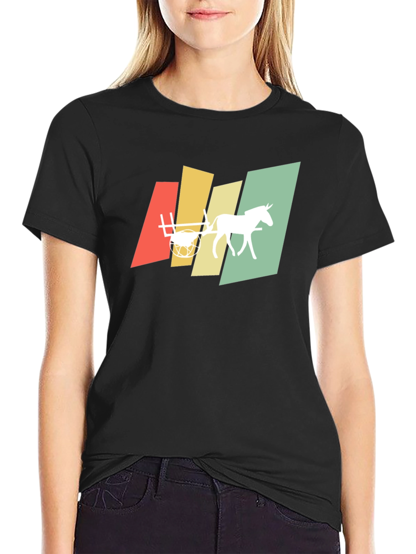 Retro Horse and Cart Graphic T-Shirt