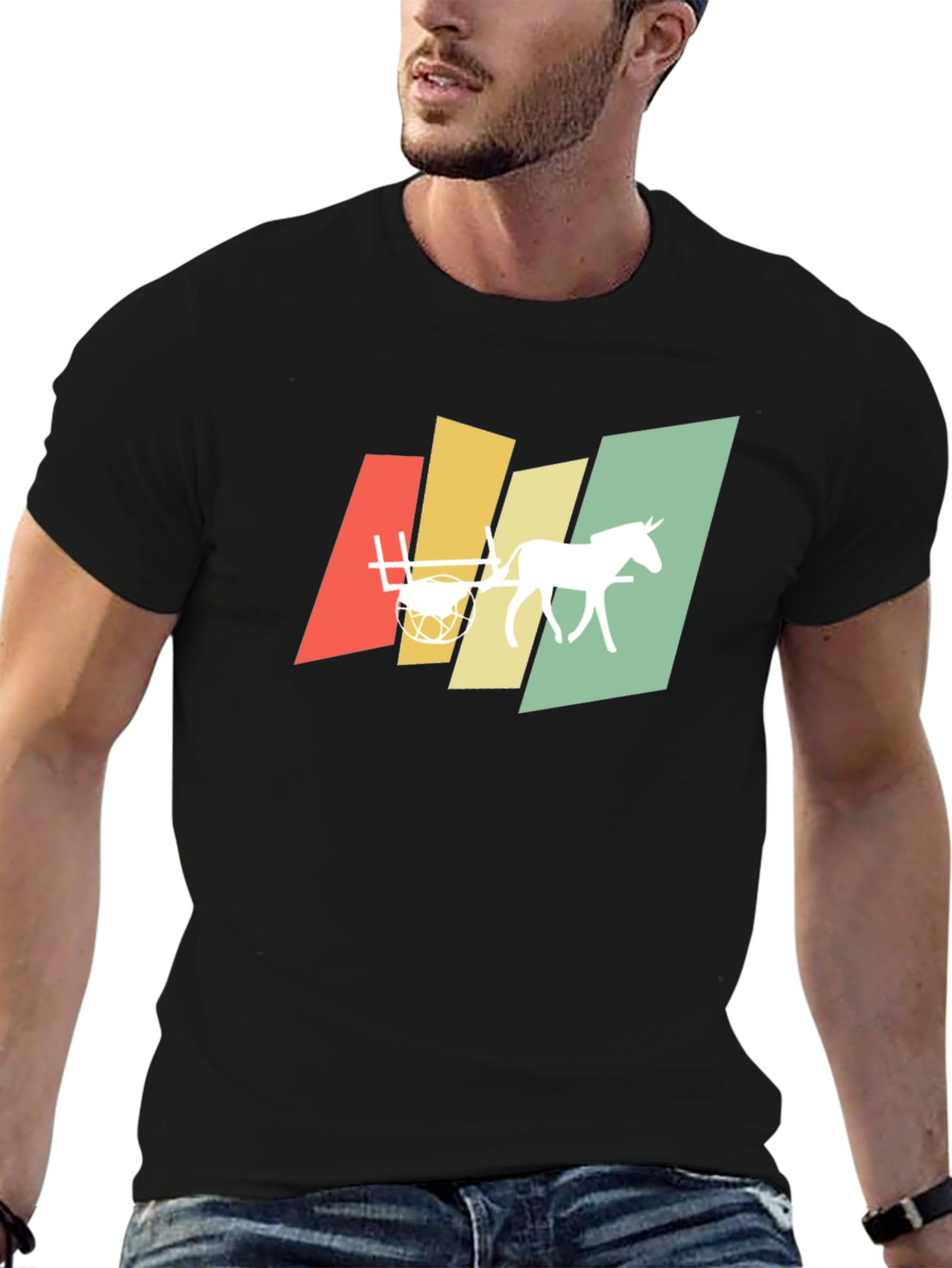 Retro Horse and Cart Graphic T-Shirt