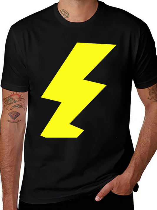 Lightning Bolt Graphic Tee - Black Cotton Shirt