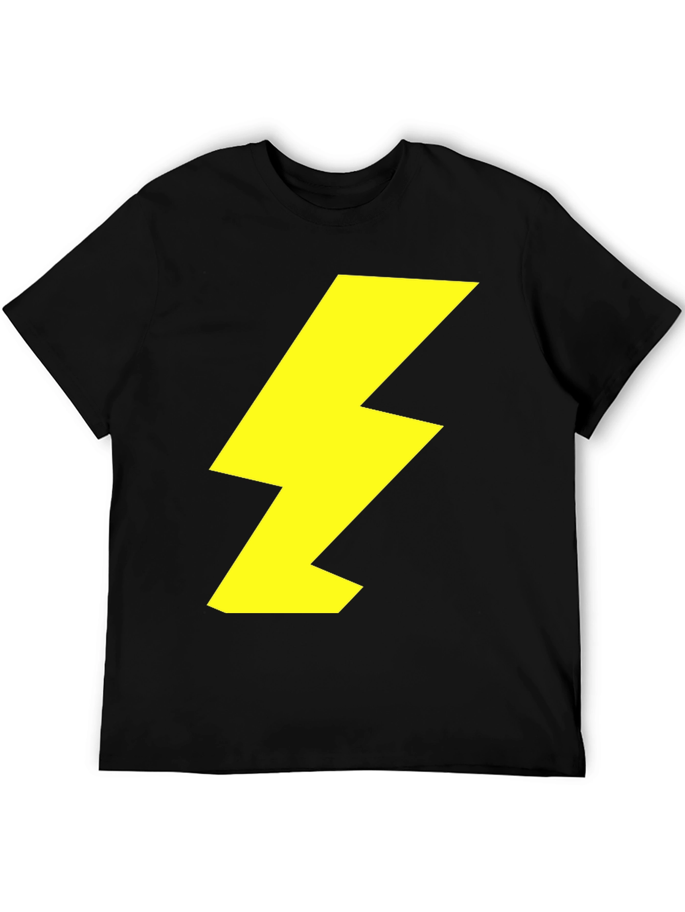 Lightning Bolt Graphic Tee - Black Cotton Shirt