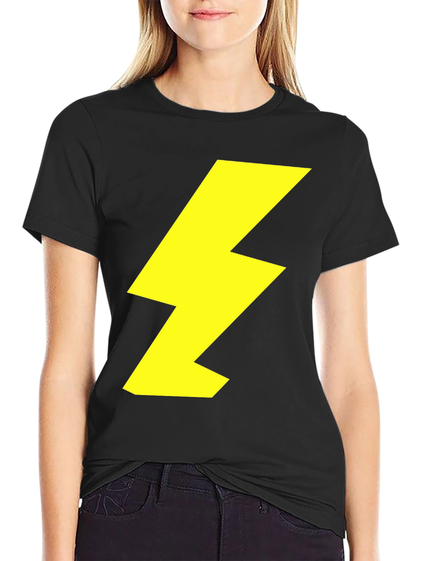 Lightning Bolt Graphic Tee - Black Cotton Shirt