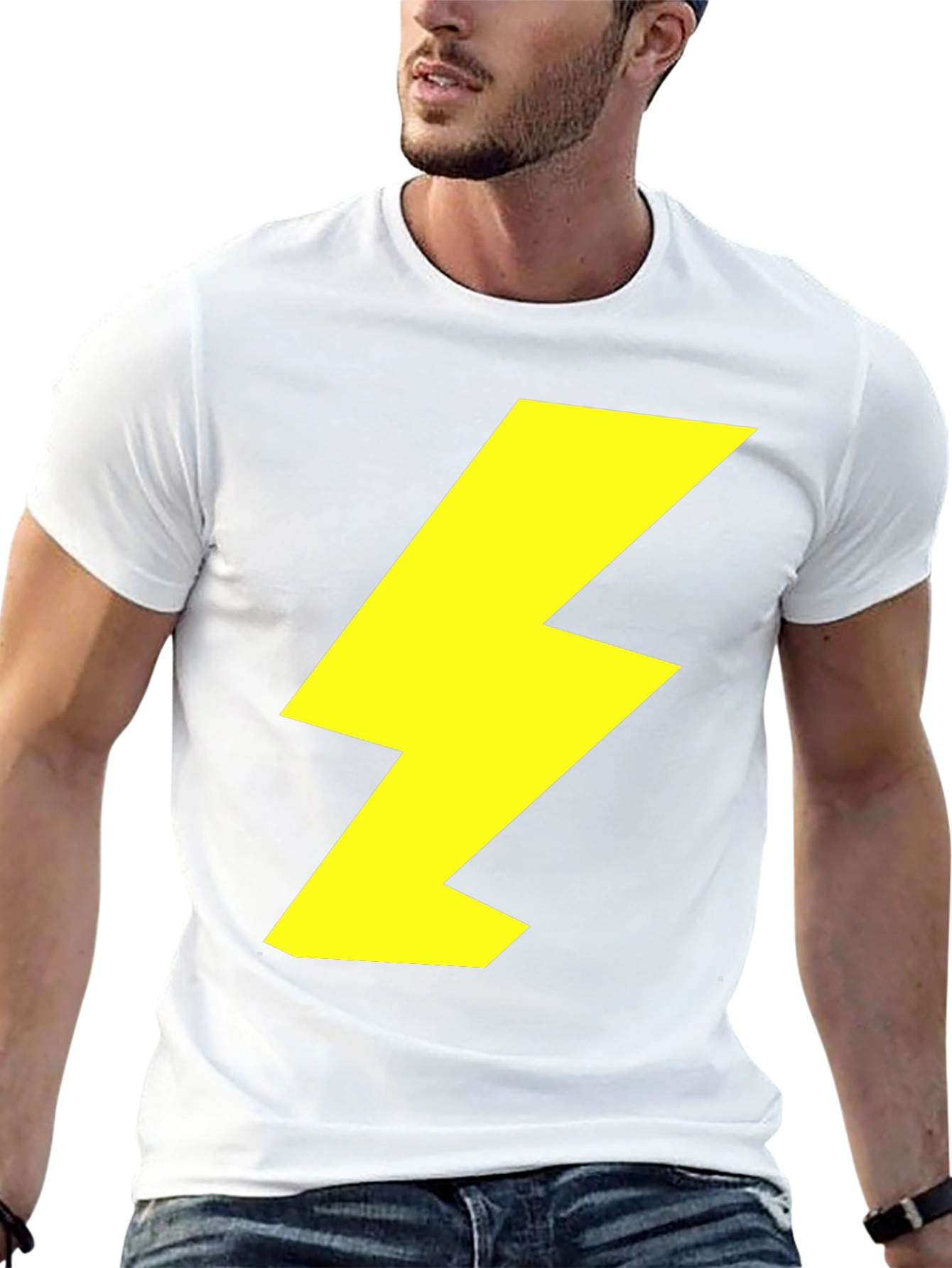 Lightning Bolt Graphic Tee - Black Cotton Shirt