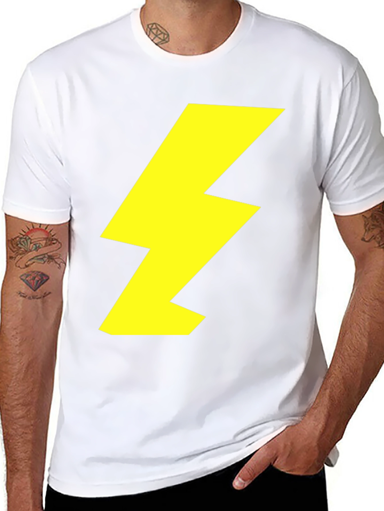 Lightning Bolt Graphic Tee - Black Cotton Shirt